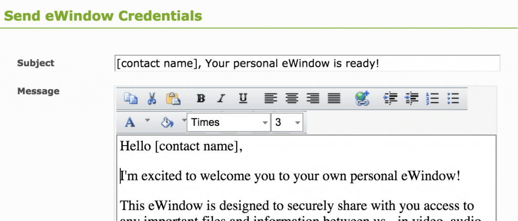 eWindow Credentials to group3